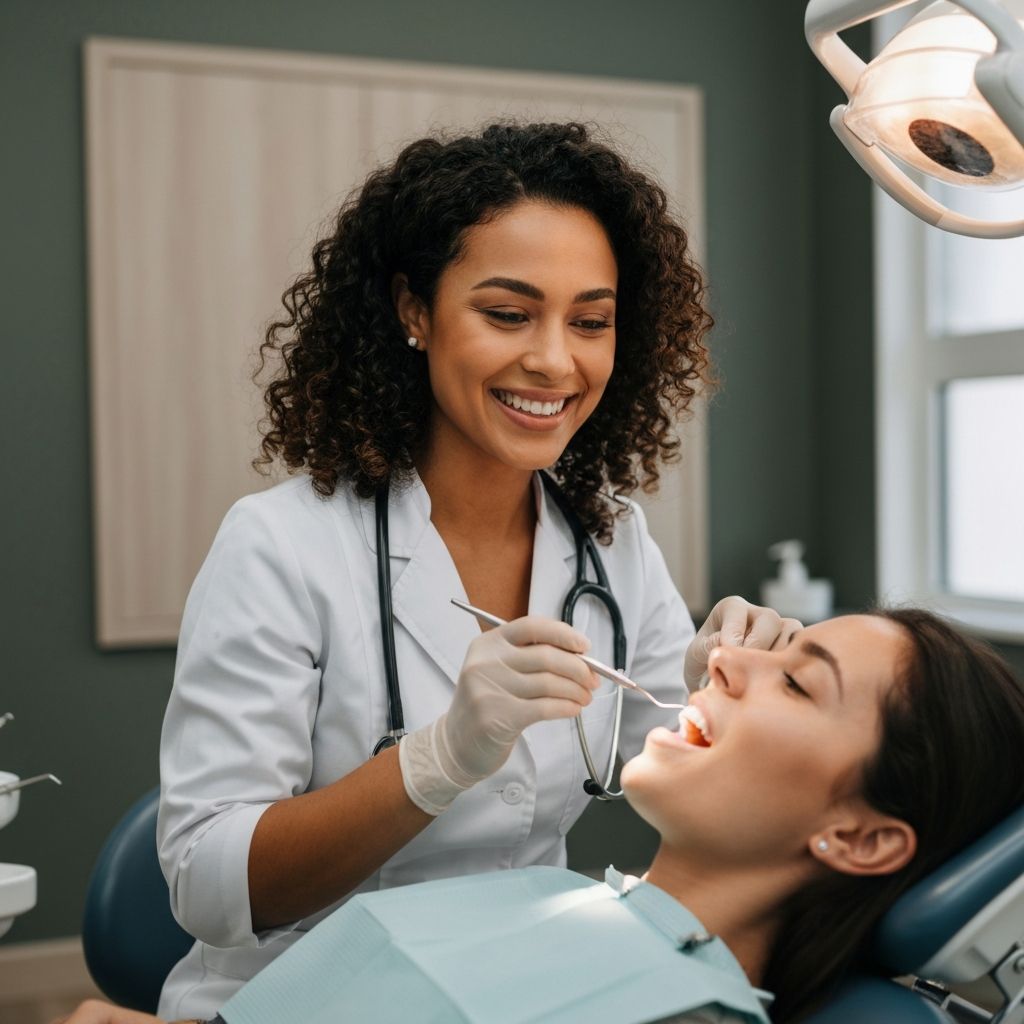 Dentist examining patient